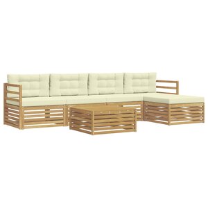 vidaXL Ensemble de canapés d'extérieur 6 pc Blanc et crème Polyester