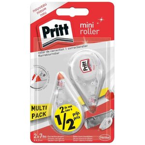 Blister de 2 Rollers de correction Mini  4 2 mm x 7 m Transparent x 10 PRITT
