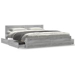 vidaXL Cadre de lit et tête de lit sans matelas sonoma gris 180x200 cm