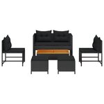 vidaXL Ensemble de Canapé d'Extérieur - Noir Rotin  Bois Moyen Durable