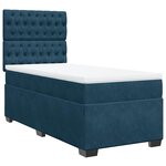 vidaXL Sommier à lattes de lit avec matelas bleu 90x200 cm velours