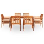 vidaXL Ensemble à manger d'extérieur 7 Pièces et coussins Acacia solide