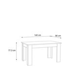 PILVI Table a manger - L 140 x I90 x H 75 cm - Blanc et chene sonoma