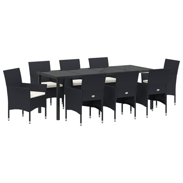 vidaXL Ensemble de salle à manger de jardin 9 pièces noir poly rotin