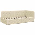 vidaXL Cadre de lit d'angle avec tête de lit Crème 90 x 200 cm tissu