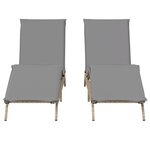 vidaXL Chaises longues avec coussins lot de 2 beige résine tressée