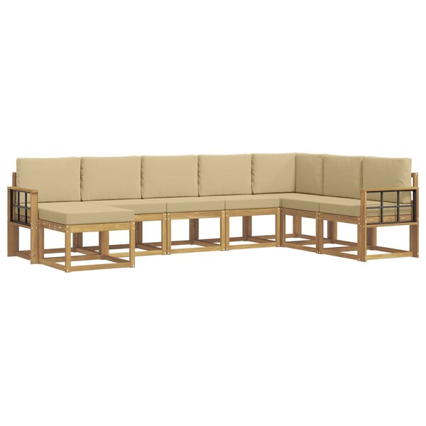 vidaXL Ensemble de canapés d'extérieur 8 Pièces Blanc et Beige
