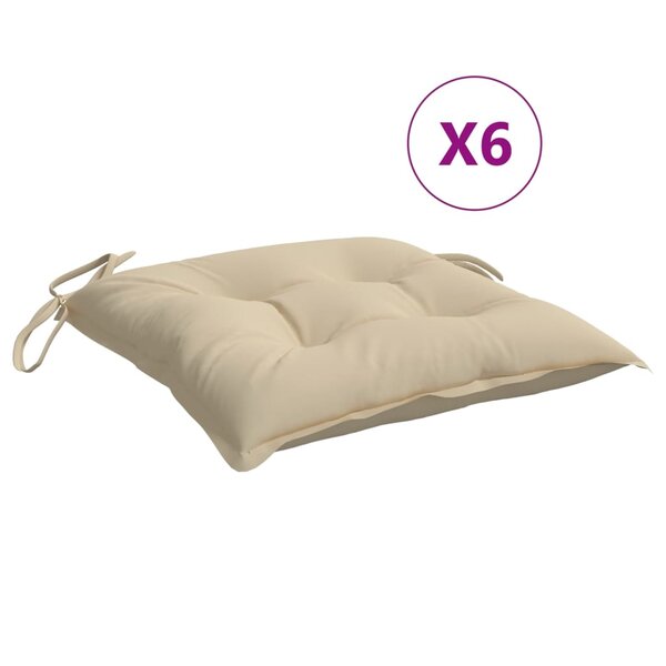 vidaXL Coussins de chaise 6 Pièces beige 40x40x7 cm tissu oxford