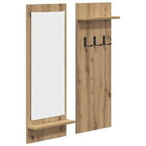 vidaXL Porte-manteau mural avec miroir chêne artisanal 70 x 10 x 90 cm