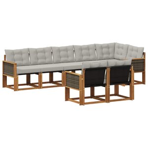 vidaXL Ensemble de canapés d'extérieur 8 pc Naturel et gris clair