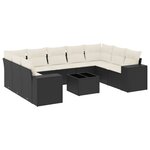 vidaXL Salon de jardin 10 Pièces avec coussins noir résine tressée