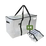 Pack and Move - Lot 4 grands sacs déménagement transparent rangement et transport ultra résistant - Réutilisable - Poignées solides - 100L