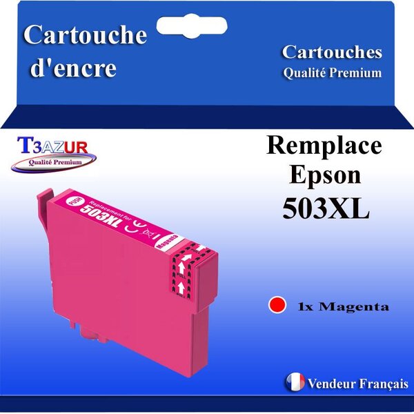 T3AZUR - Cartouche compatible avec Epson Expression Home XP-5200  XP-5205  WF-2960DWF  WF-2965DWF  503XL  503 XL (série Piment ) - Magenta