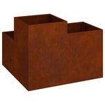 vidaXL Cache-pot de jardin Rouillé 80 x 80 x 60 cm Acier patiné
