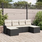 Ensemble de canapé de jardin 6 pièces vidaXL avec coussins noirs en poly rattan