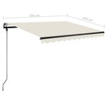 vidaXL Auvent manuel rétractable avec LED 350x250 cm Crème