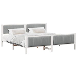 vidaXL Cadre de lit avec tête de lit Blanc et gris clair 200 x 200 cm