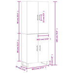 vidaXL Buffet haut Gris béton 69 5x34x180 cm Bois d'ingénierie