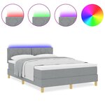 vidaXL Lit à ressorts avec matelas et LED gris clair 140x200 cm tissu