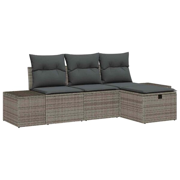 vidaXL Ensemble de canapé de jardin 4 Pièces Gris 55 x 62 x 69 cm