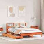 vidaXL Lit bibliothèque sans matelas cire marron 135x190 cm pin massif