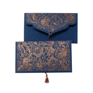 PAPERTREE PONDICHERY Enveloppe cadeau 19x10cm Bleu/Cuivre