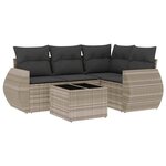 vidaXL Salon de jardin 5 Pièces avec coussins gris clair résine tressée