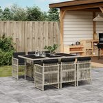 vidaXL Ensemble à manger de jardin et coussins 7 Pièces gris clair rotin