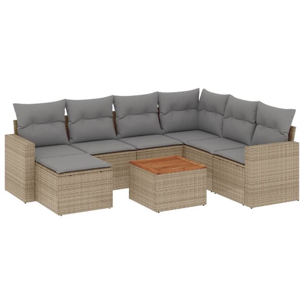 vidaXL Salon de jardin avec coussins 8Pièces mélange beige résine tressée