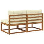 vidaXL Sofa de milieu extérieur avec coussin 2 Pièce Naturel
