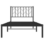 vidaXL Cadre de lit métal avec tête de lit noir 90x190 cm