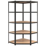 vidaXL Étagère d'angle 5 niveaux Gris Acier et bois d'ingénierie