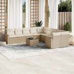 vidaXL Salon de jardin 11 Pièces avec coussins beige résine tressée