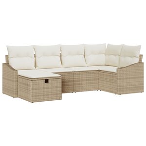 vidaXL Ensemble de Canapés de Jardin 6 pièces avec Coussins Beige Poly Rattan