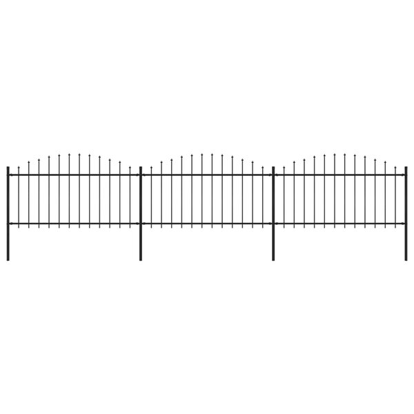 vidaXL Clôture de jardin à dessus en lance Acier (1 25-1 5)x5 1 m Noir