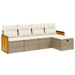 vidaXL Salon de jardin avec coussins 5 Pièces beige résine tressée