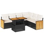 vidaXL Salon de jardin avec coussins 7 Pièces noir résine tressée acacia