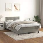 vidaXL Sommier à lattes de lit et matelas gris clair 120x190cm velours