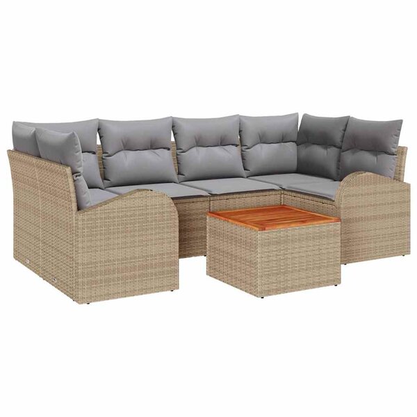 vidaXL Ensemble de canapé de jardin 7 Pièces Beige  gris clair