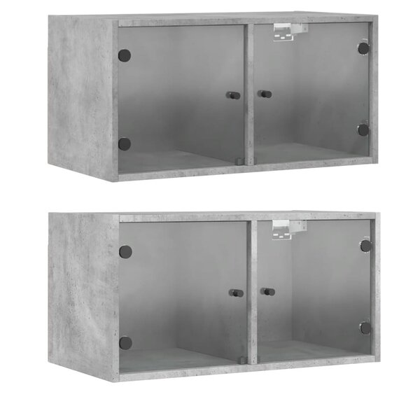 vidaXL Armoires murales et portes vitrées 2Pièces gris béton 68 5x37x35cm