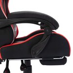 Chaise fauteuil siège pivotante de bureau informatique étude de jeux vidéo avec LED RVB et similicuir rouge 02_0024213