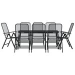 vidaXL Ensemble à manger de jardin 9 Pièces anthracite métal maille