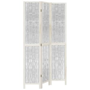 vidaXL Cloison de séparation 3 panneaux blanc bois de paulownia massif