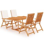Salon de jardin meuble d'extérieur ensemble de mobilier 5 pièces avec coussins bois de teck massif 02_0016345