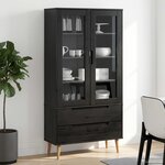 vidaXL Vitrine en Verre MOLDE 90 x 35 x 175 cm Bois de pin massif Noir