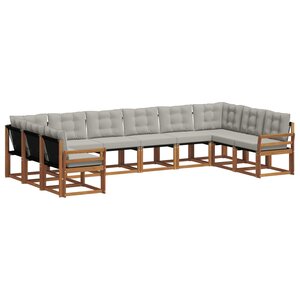 vidaXL Ensemble de canapés d'extérieur 10 pc Gris Naturel et Clair