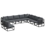 vidaXL Ensemble de canapé de jardin 10 Pièces Noir 353 x 283 x 71 cm