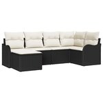 vidaXL Ensemble de canapé de jardin 6 Pièces Noir et blanc Poly rotin