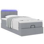 vidaXL Cadre de lit ottoman et matelas gris clair 90x190 cm tissu