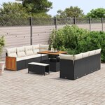 vidaXL Ensemble de canapé de jardin avec coussin 11 Pièces Noir et Crème